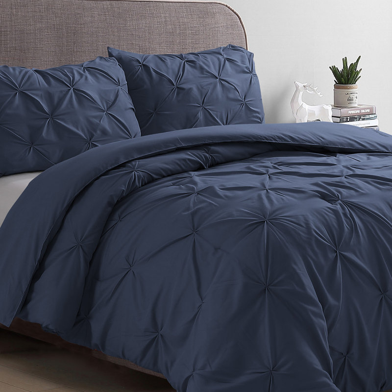 Ensemble d'édredon de 3 pièces en microfibre à nervures Swift Home - couleurs unies et motifs rayés - toutes saisons, durable, facile d'entretien