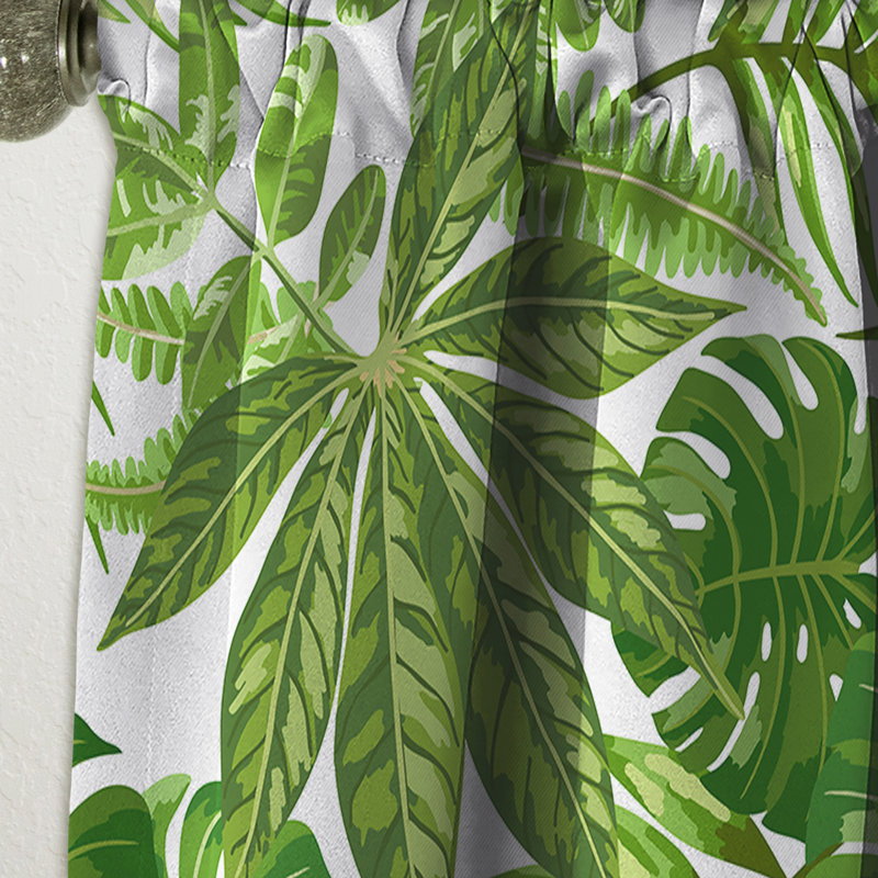 Rideau simple occultant avec motif exotique et feuilles tropicales, L 52 po x L 84 po