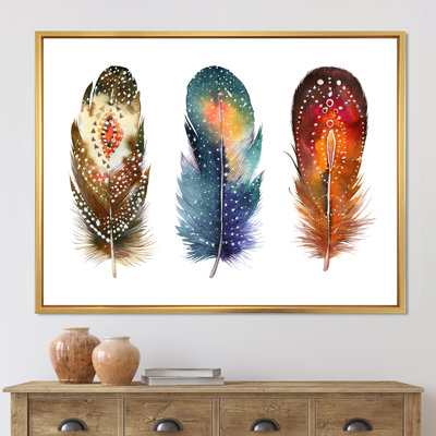 Ensemble de plumes colorées Boho - Impression sur toile