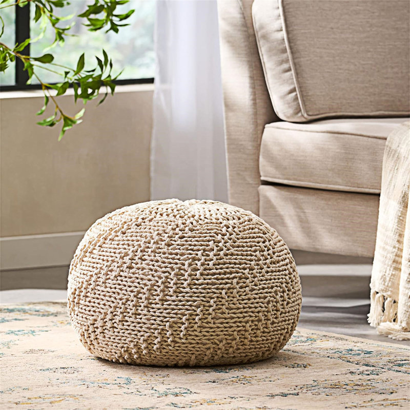 HAZEL POUF, Ivory Cotton