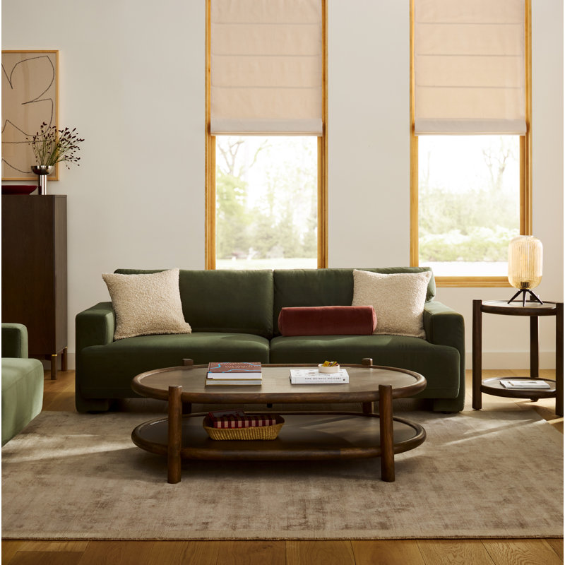Ives 90'' Upholstered Deep Sofa, Soren Olivine Performance Velvet