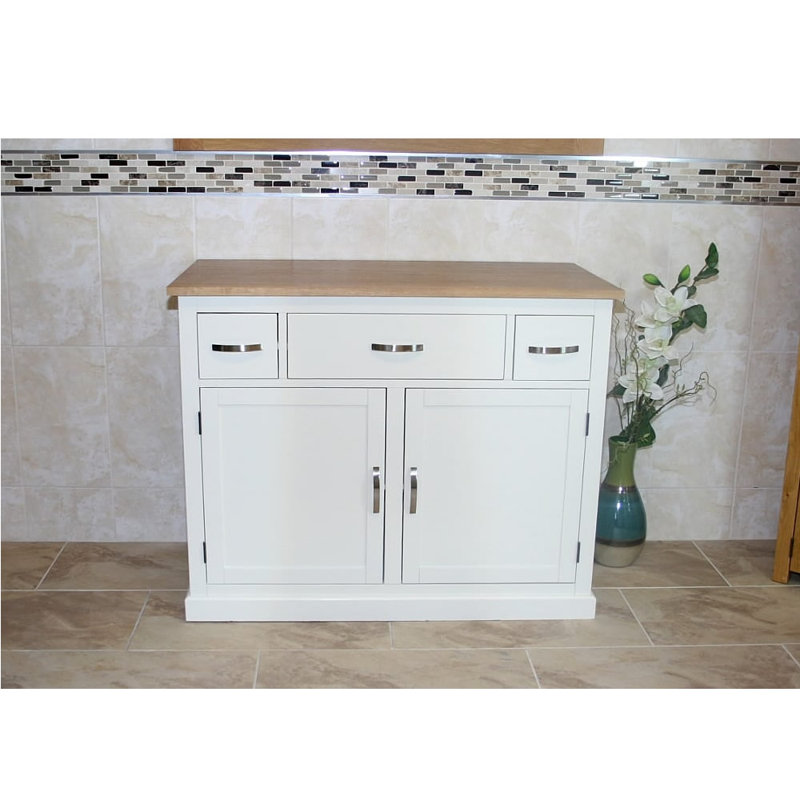 Jimena Solid Wood Bathroom Cabinet, Oak/White