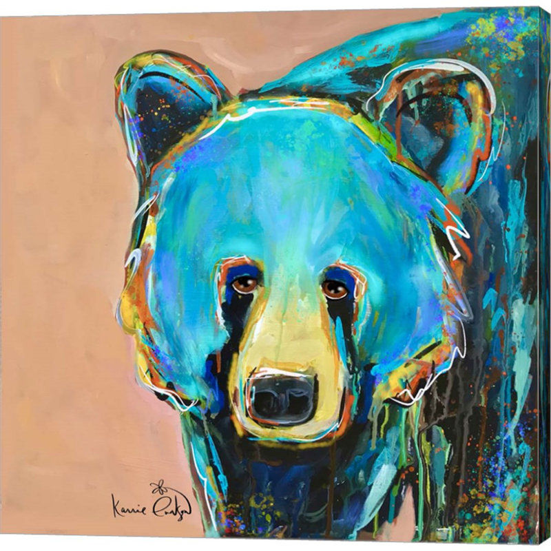 Ours noir sur terre cuite - peinture sur toile tendue