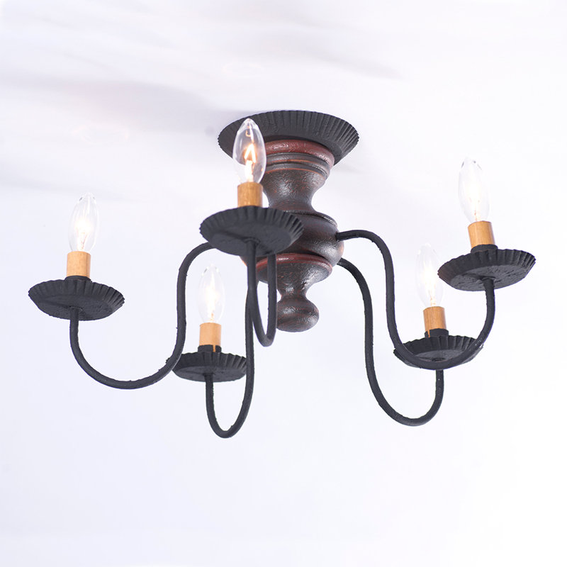 Lehman Semi Flush Mount, Espresso with Salem Brick