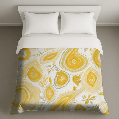 Housses de couette à motif cachemire jaune