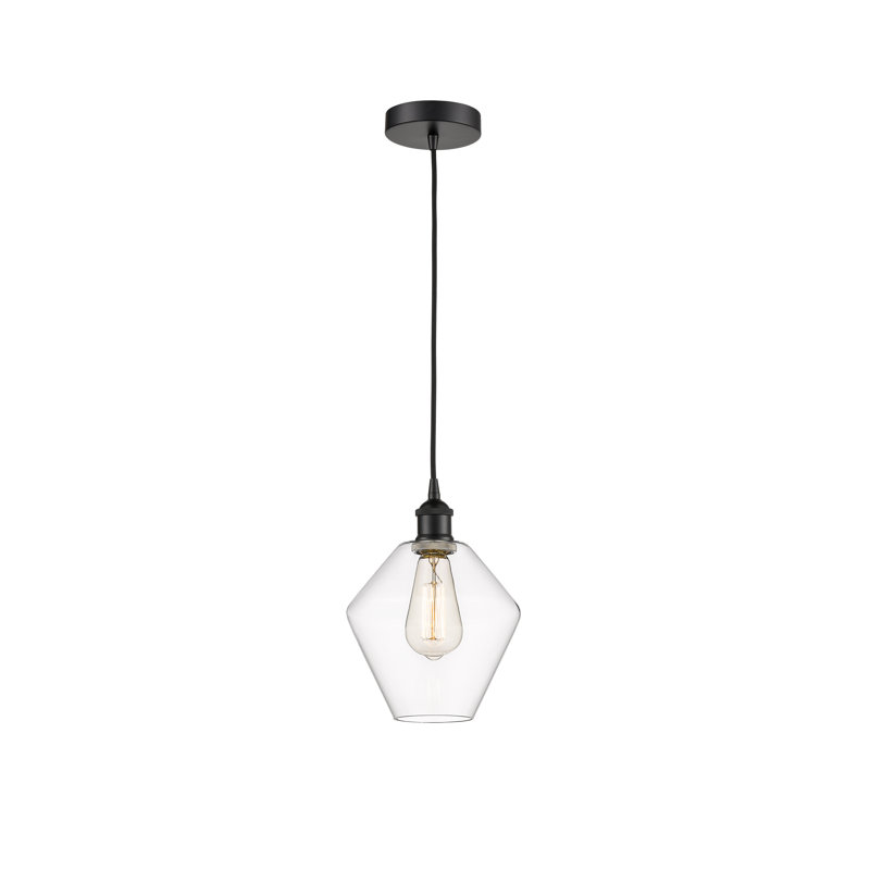 Gabbie 1 - Light Single Drop Pendant Pendant, Clear, Matte Black