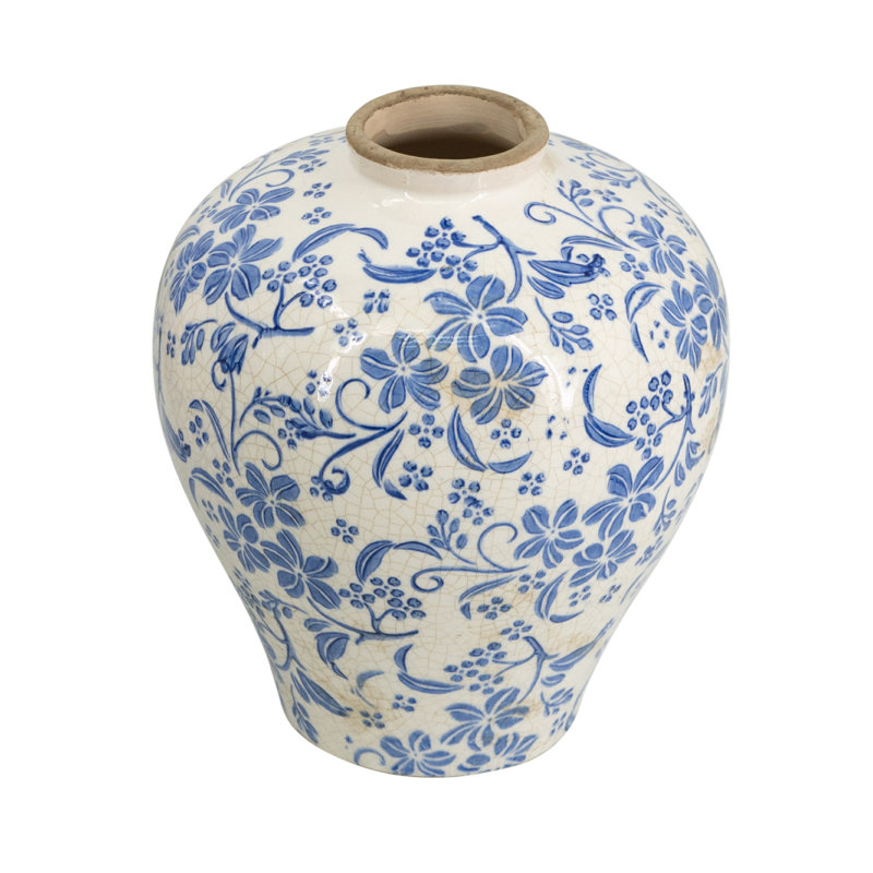 Vase en céramique Ming Dynasty Ming, H 9,1 po x l 7,7 po x P 7,7 po