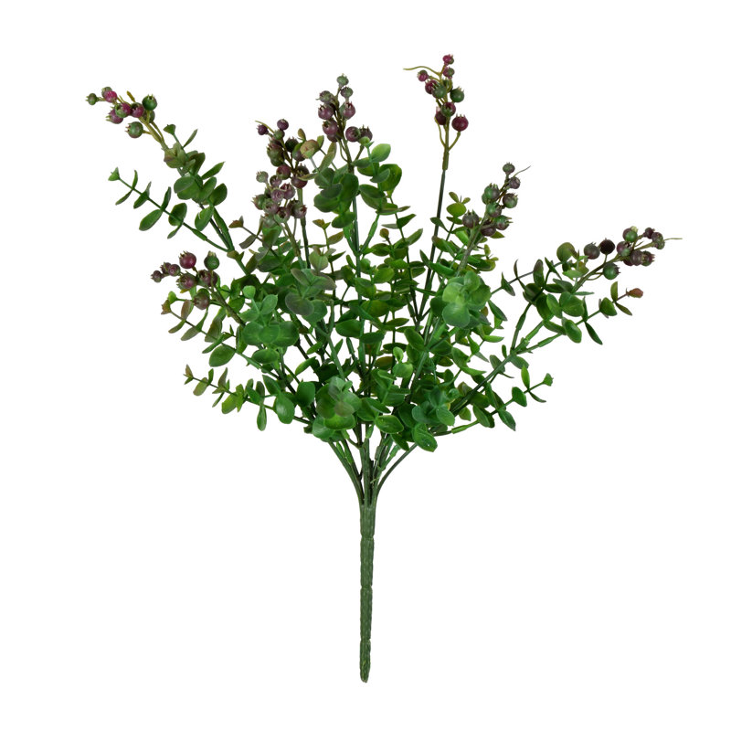 Buisson artificiel à feuilles d'argent 14,5 po, Vert