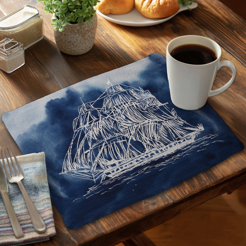 Coastal Romantic Boat Placemat | Sailing Ship Home Decor