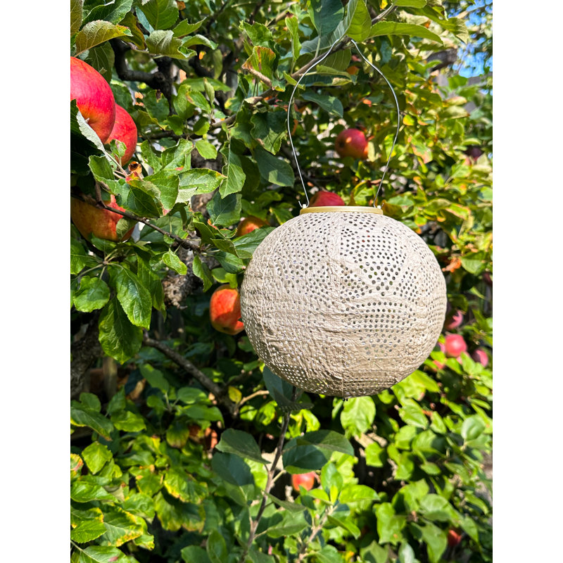 Luminous Pearl Wave 14.5" Tyvek Solar Hanging Lantern