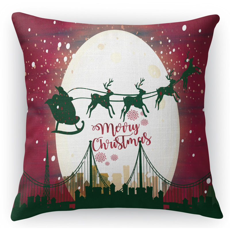 Coussin décoratif intérieur / extérieur Santa in the City Santa in the City, 18" x 18"