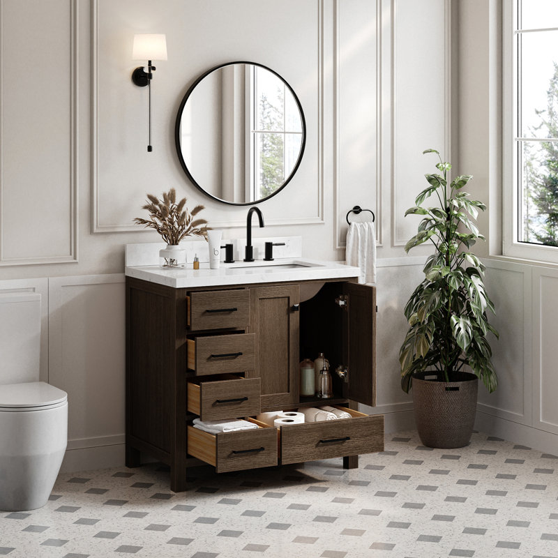 Base de meuble-lavabo simple Panchuri 36, Chêne brun
