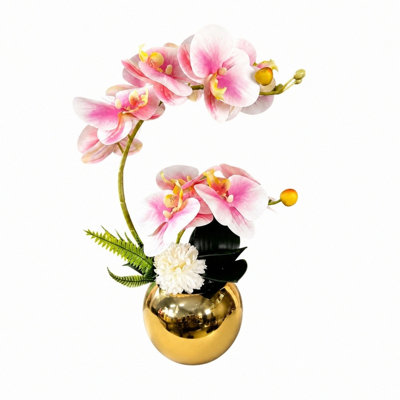 Orchidées artificielles roses modernes dans un vase 16 "