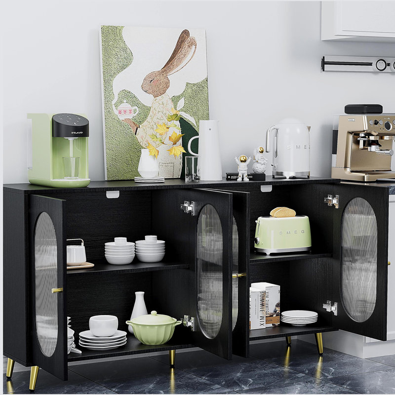 Buffet moderne avec portes en acrylique, armoire de rangement autoportante moderne