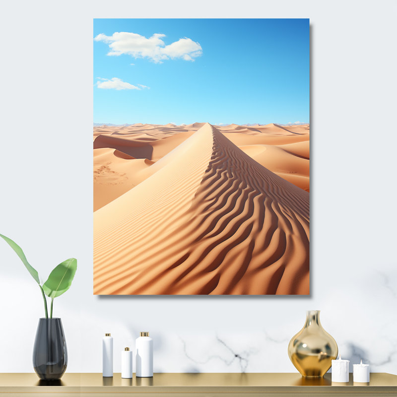 Dunes du désert, horizon panoramique II - désert, art mural en métal, H 40 po x l 30 po x P 1,5 po