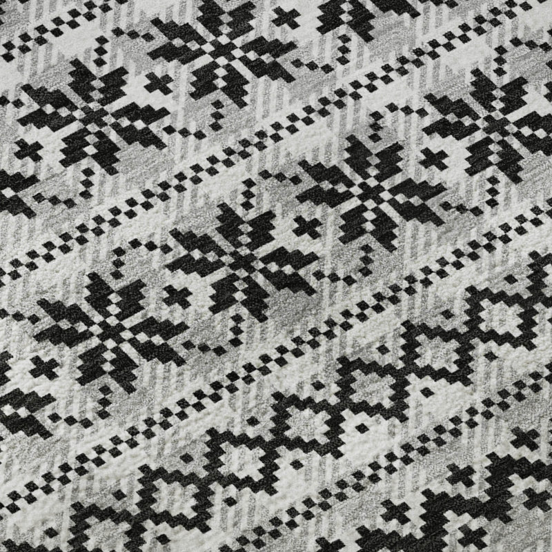 Premium Machine Washable Dockside AMF1820 Reindeers and Snowflakes Rug, Rectangle 1'8" x 2'6"