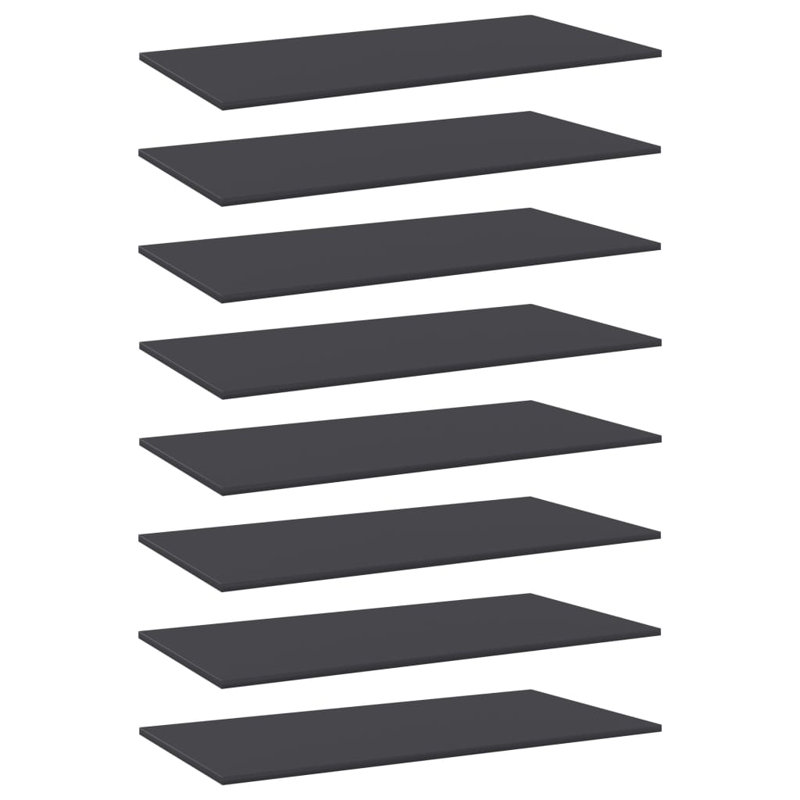 Bookshelf Boards 8 pcs Engineered Wood, (8 Shelves) 0.6" H x 31.5" W x 7.9" D, Brown