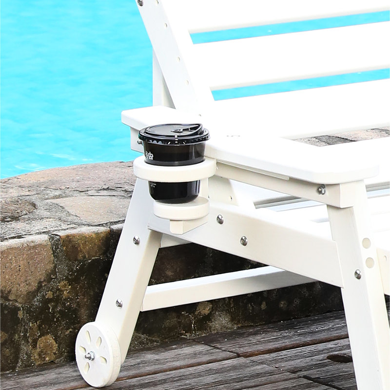 Méridienne d'extérieur, réglable en 4 directions, support de 400 lb, blanc, intempéries, porte-gobelet et roulettes pour un déplacement facile du blanc avec cour arrière réglable de conception américaine