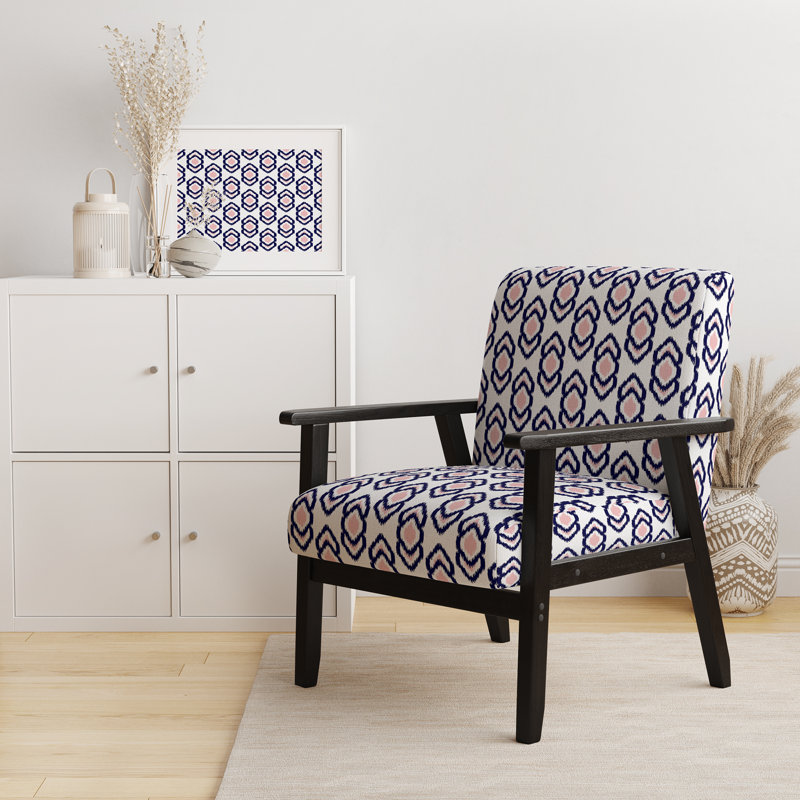 Fauteuil d'appoint rembourré en velours rose et noir Ikat Ogee