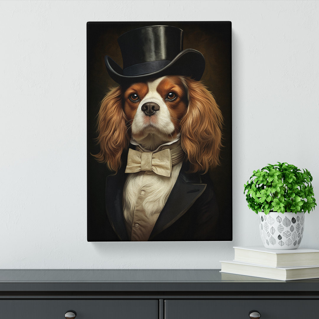 Cavalier King Charles Spaniel Tachisme Art - Wrapped Canvas
