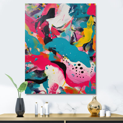 Pink and Turquoise Abstract Enigma III - Abstract Canvas Art