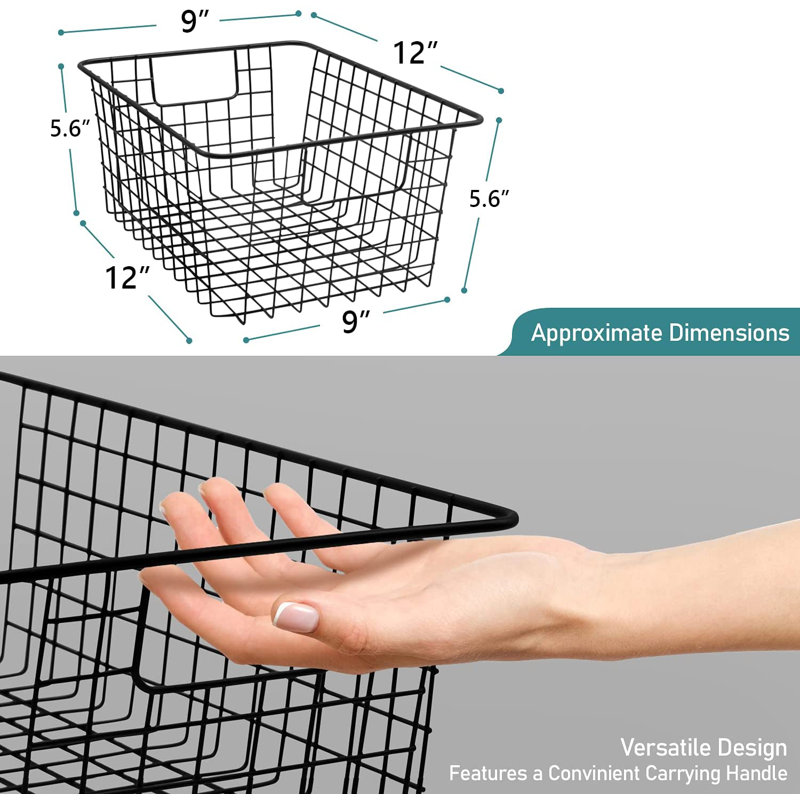 Sorbus Metal Wire Storage and Organizer Baskets, Black