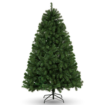 6Ft Premium Hinged Artificial Holiday Christmas Pine Tree For Home, Office, Party Decoration W/ 1,455 Branch Tips, Easy Assembly, Metal Hinges & Foldable Base