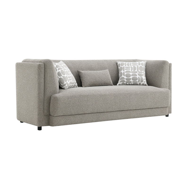 Glenda Gray Chenille Sofa W/3 Pillows