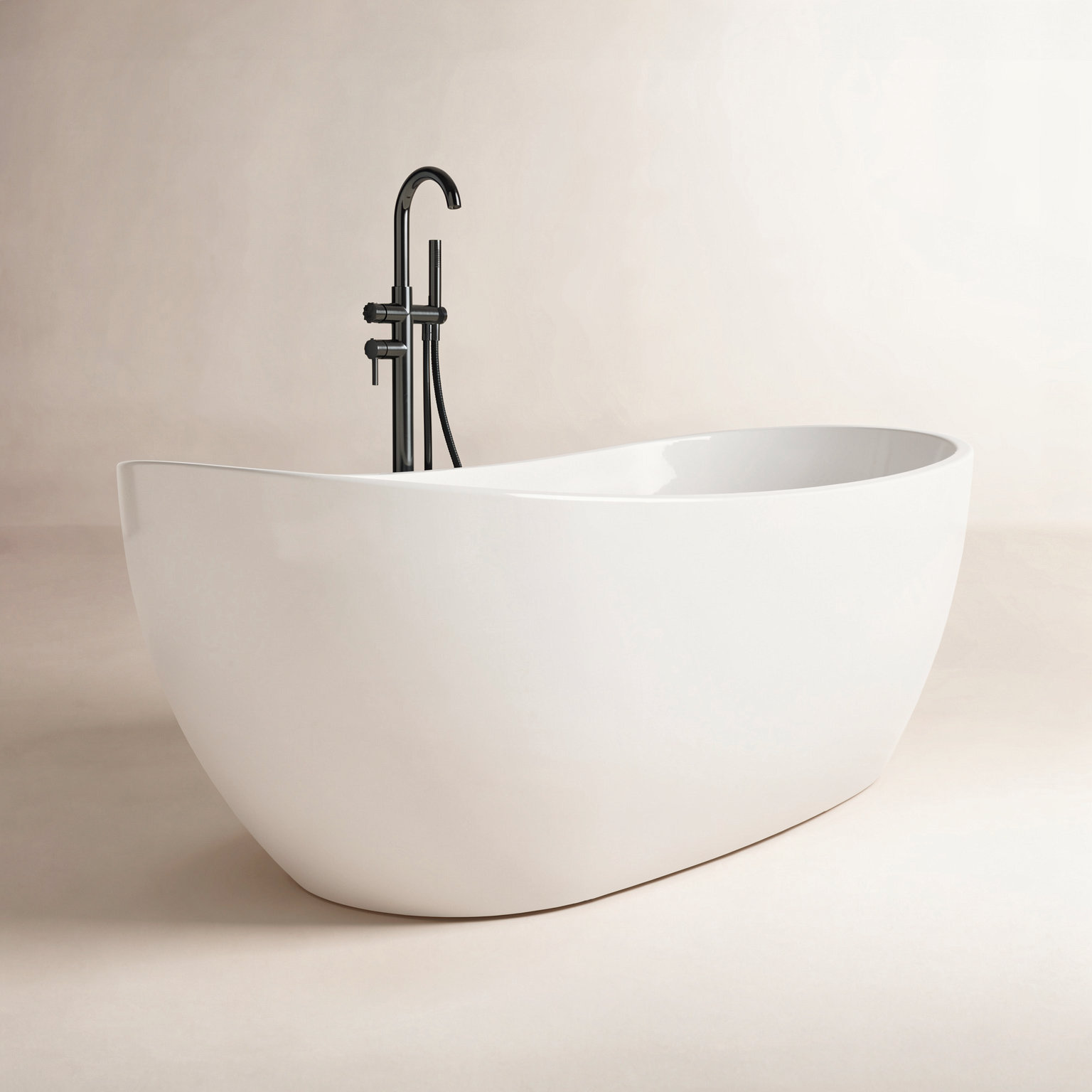 Tidal 65" Freestanding Soaking Acrylic Bathtub