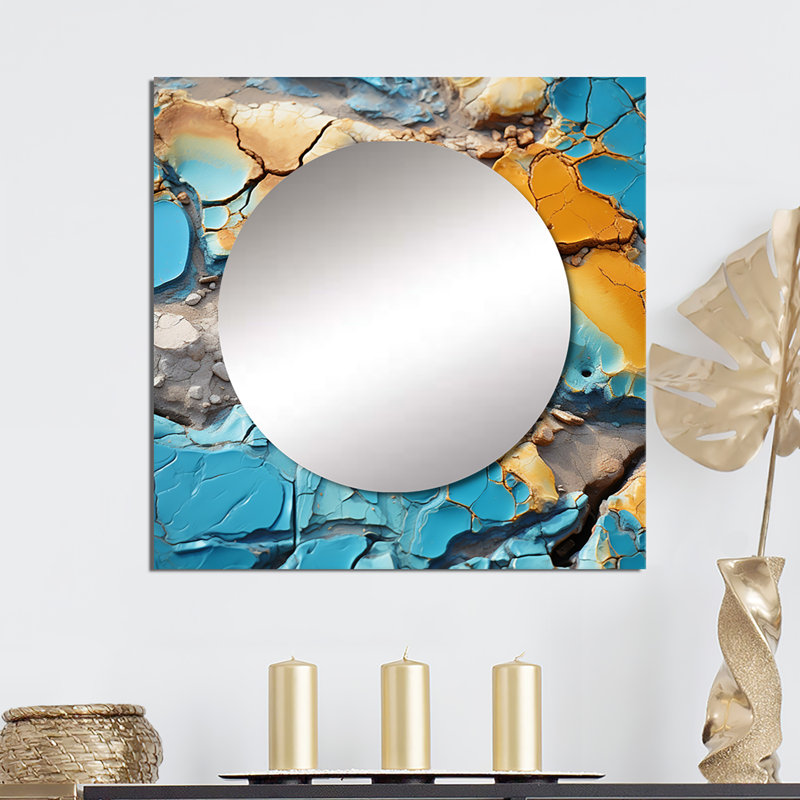 Hinrikus - Miroir carré abstrait mural pour chambre à coucher, 29 po x 29 po
