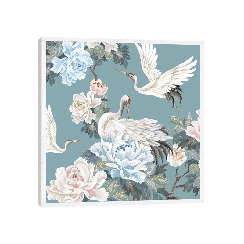 Divine Garden II by Eva Watts - Painting on Canvas, White Framed, 45.72cm H x 45.72cm W x 3.81cm D
