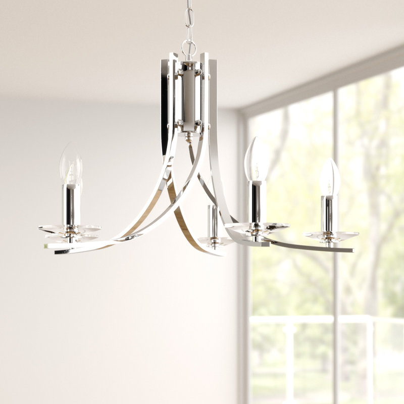 Pamelia 5 - Light Candle Style Chandelier, Chrome
