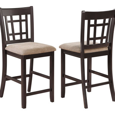 Chaises brun clair et à hauteur de comptoir (de 2) - Siège rembourré, élégant pour la salle à manger et (2) style transitionnel avec dossier rectangulaire