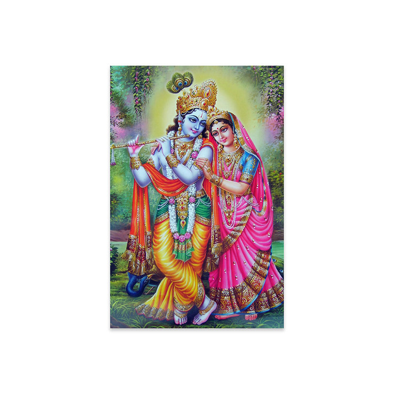 Krishna Radha, dieux indiens, impression sur verre acrylique, H 24 po x l 16 po x P 0,25 po