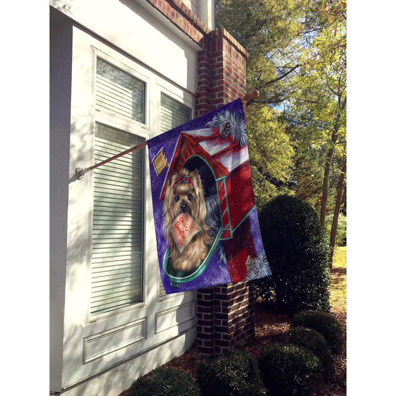 Drapeau de maison Hvidovre Sheltie Halloween en polyester à 2 faces 3 x 2 pi, Yorkshire terrier lettre au Père Noël