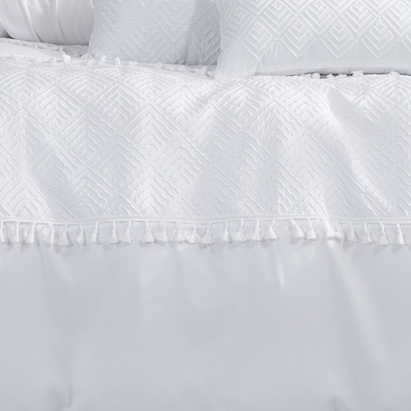 White Microfiber 7 Piece Comforter Set, Queen Comforter + 6 Additional Pieces