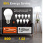Lot de 6 ampoules DEL A19, équivalent 60 W (9 W), 800 lm, 5000 K (lumière du jour), culot E26, 120 V, en plastique, pour l'éclairage intérieur domestique.-125772297