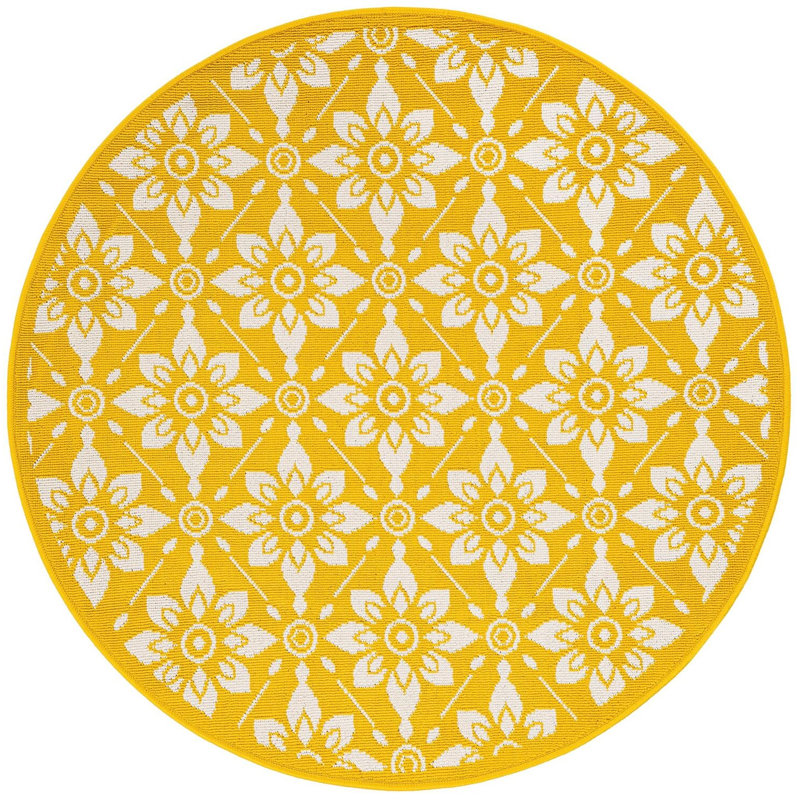 Tapis jaune Aucun, Rond 4 pi 1 po
