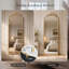 Miroir mural rétro arqué or rétro - miroir décoratif de style antique français orné, grand miroir de meuble-lavabo arqué pour entrée, cheminée, salon ou chambre à coucher, fixé au mur ou incliné-678059851-685518951