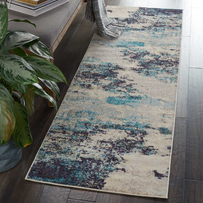 Tapis abstrait ivoire / bleu marine / bleu Adrienn