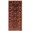 Tapis de couloir en laine noué à la main des années 1980 3 pi 11 po x 8 pi 9 po de conception unique en Tapis décoratif laine brun foncé/rouge