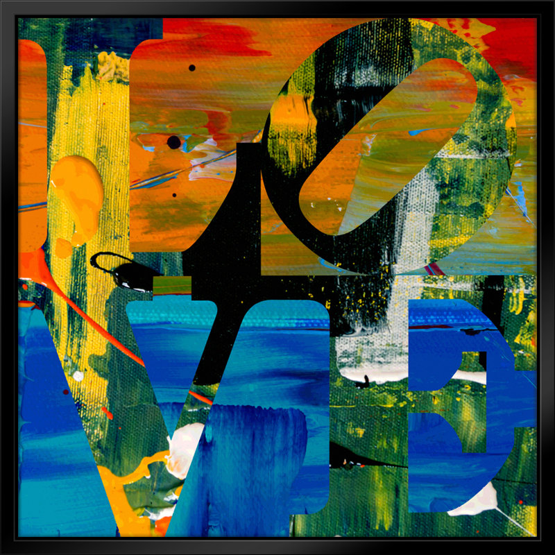 «Love III Pop Art», estampe numérique sur toile avec cadre flottant vertical, H 18 po x l 18 po