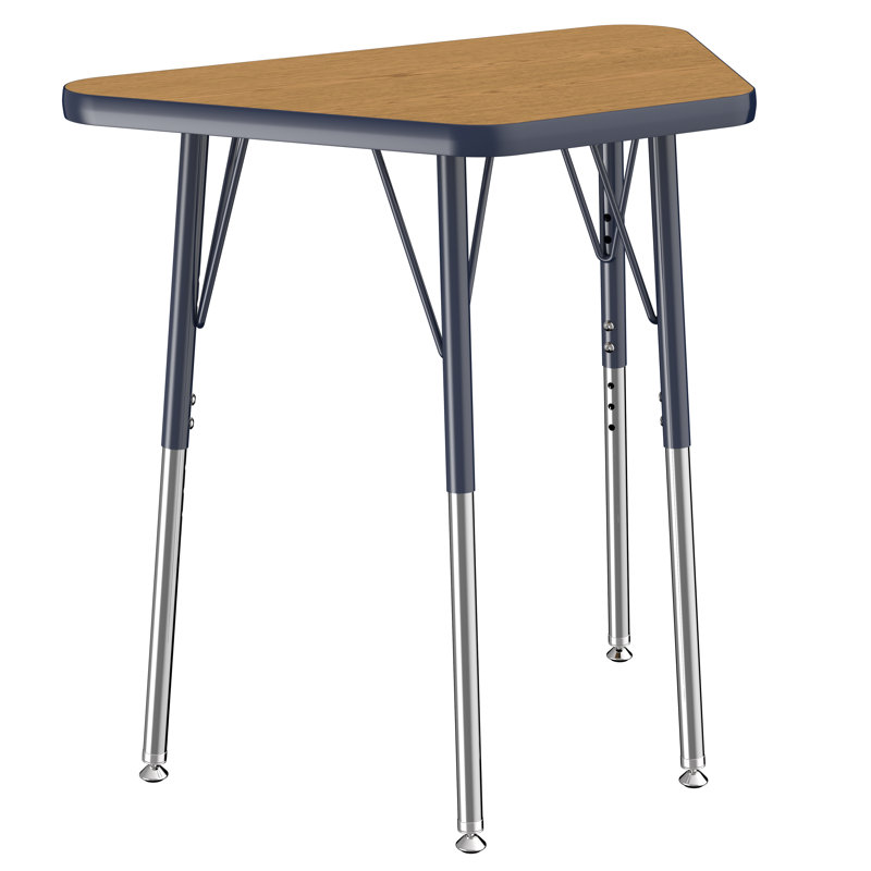 Table d'activité à hauteur ajustable en forme de trapèze, 18" x 30", Gris/vert, Standard Swivel Glide