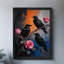 Reproduction d'art encadré noir et noir rétro Raven and Roses-1668737482