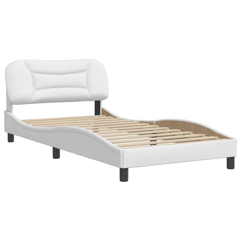 Red Barrel Studio Bed Frame With Headboard Black 39.4"X79.9" Twin Xl Faux Leather, White, California King