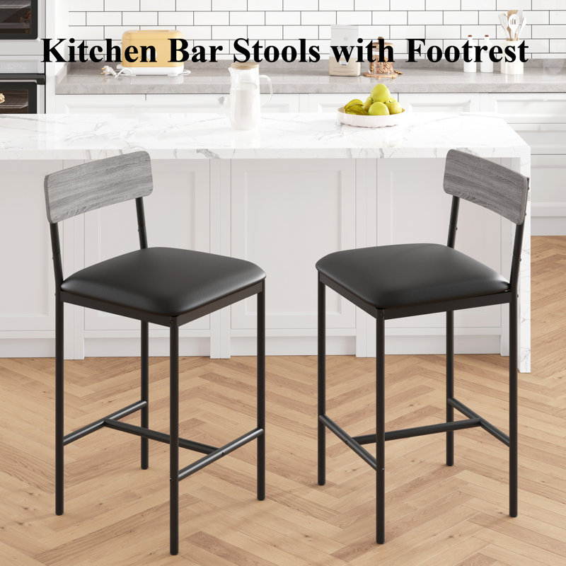 Upholstered Counter Stool with Metal Frame