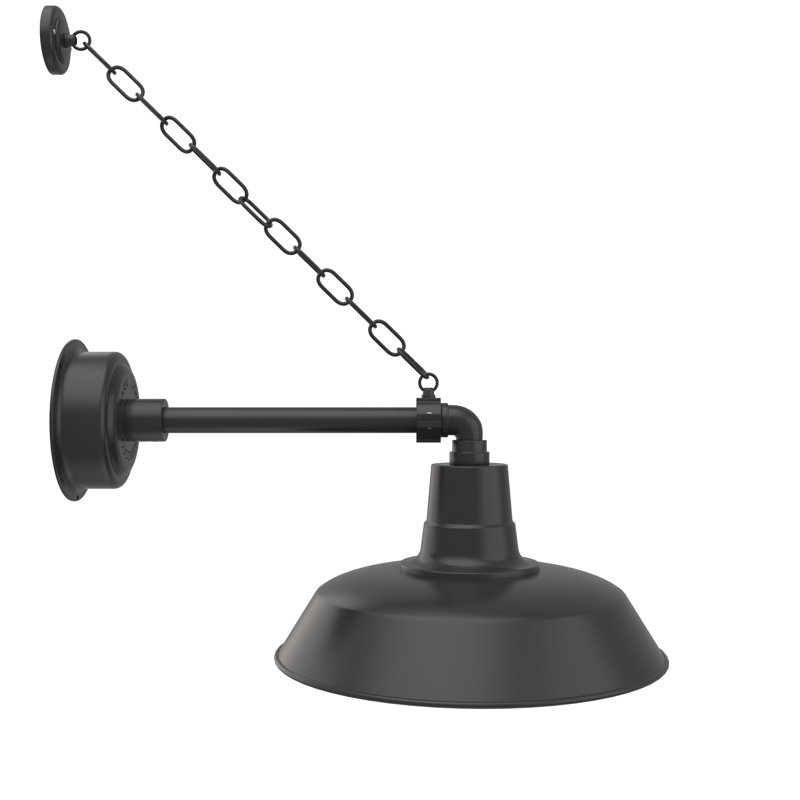 Luminaire de grange d'extérieur à DEL Haleigh, H 10 po x l 16 po x P 25 po, Noir mat