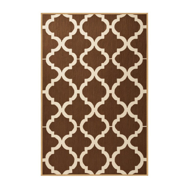 Machine Washable Trellis Brown Area Rug, Runner 2' x 5'