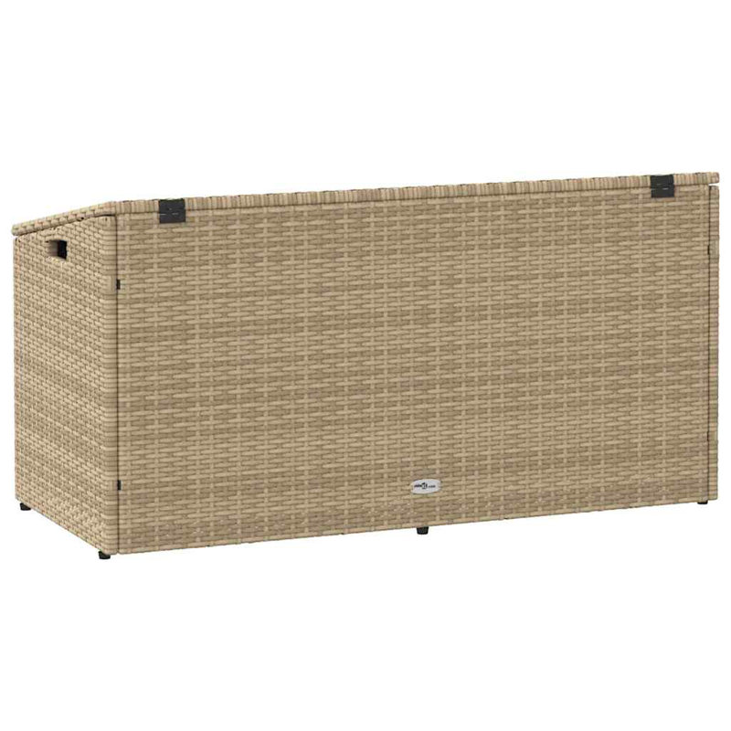 Vidaxl Garden Storage Box Beige PE Rattan, Powder-Coated Steel Medium, Beige