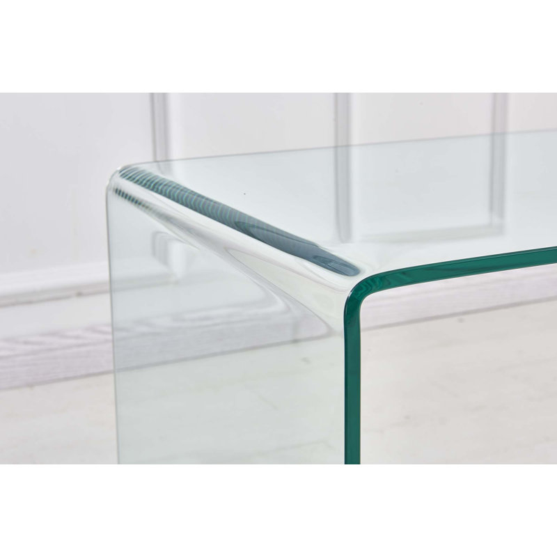 Table de bout transparente, table d'appoint en verre trempé transparent trempé